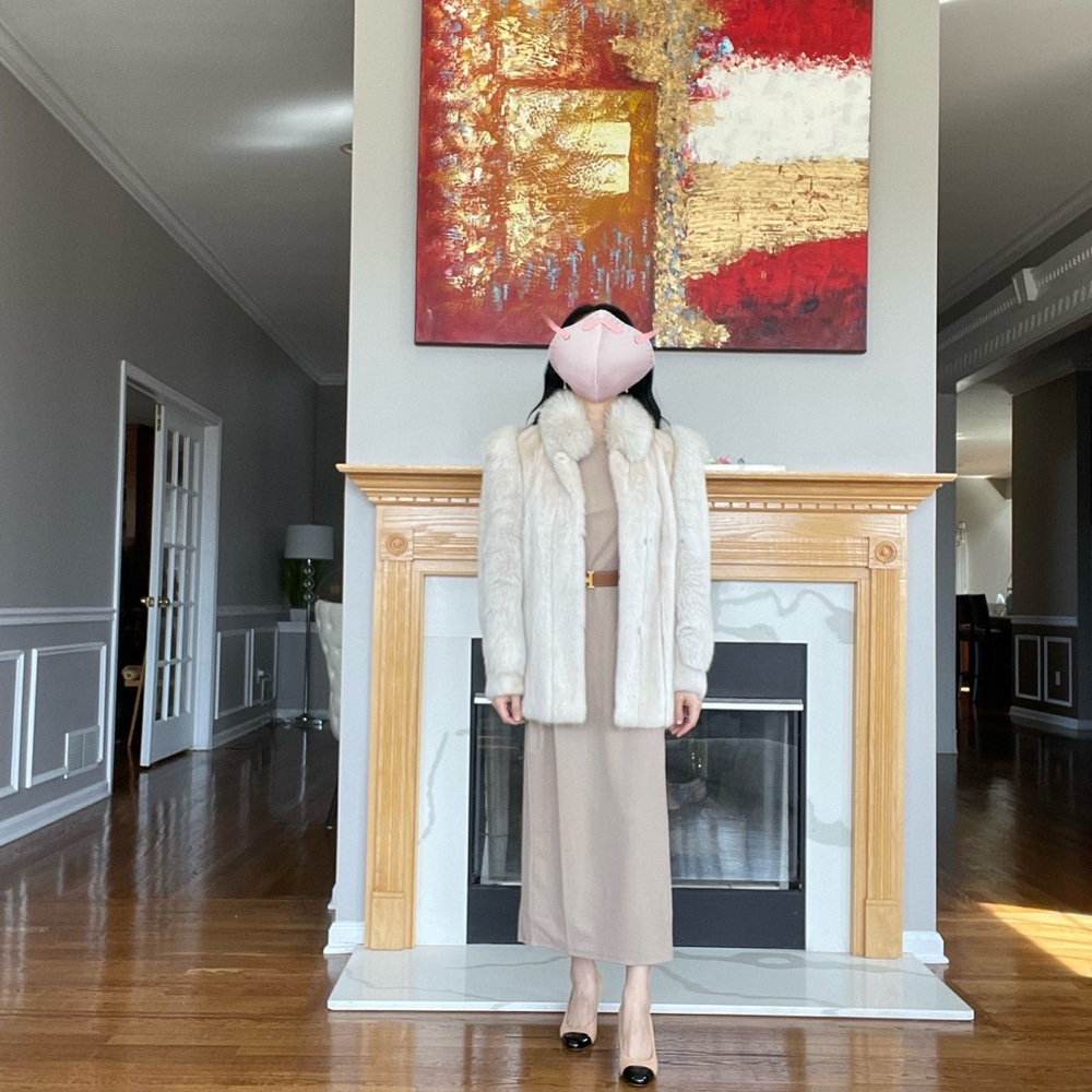 Revillon Saks Fifth Avenue Pearl Mink Coat With Fox Fur Trim